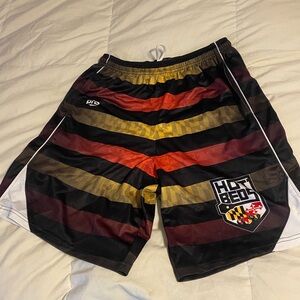 Hot Bed Maryland Lacrosse Striped Black and Red Shorts size medium